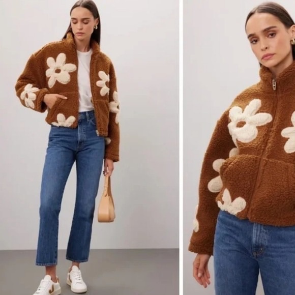 NWT Free People Love Life Brown and Cream Floral Jacket, M. - Picture 3 of 6